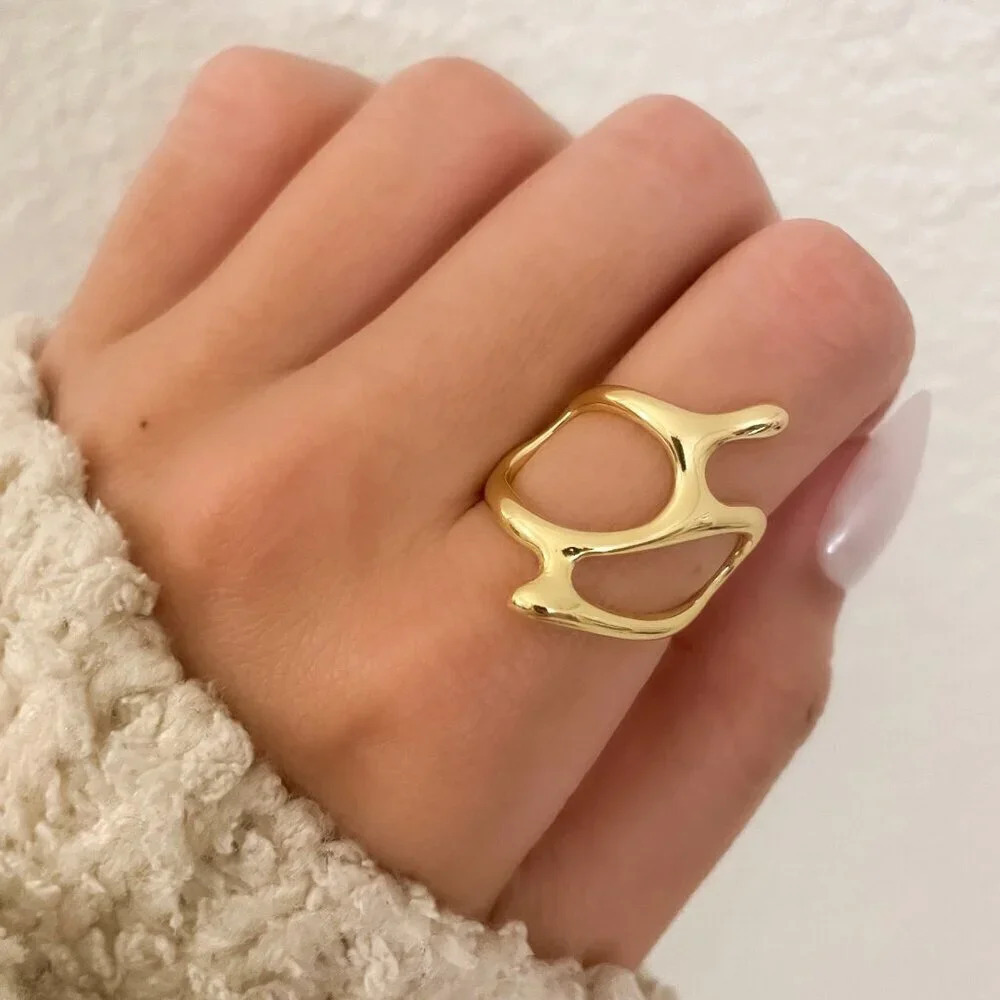 925 Sterling Silver Minimalist Geometric Wrap Ring Modern Boho Unique Ring